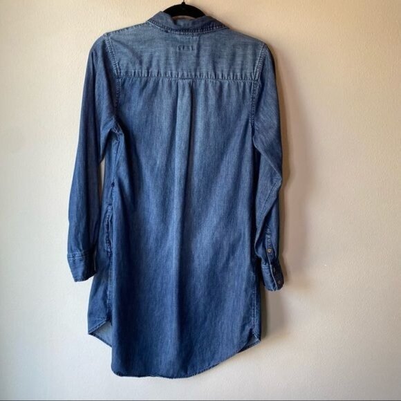 Denim Button Up Shirt Dress Blue S - Picture 7 of 8